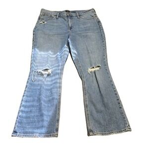 J. Crew‎ Mid Rise Flare Jeans Distressed Denim Light Wash Size 32